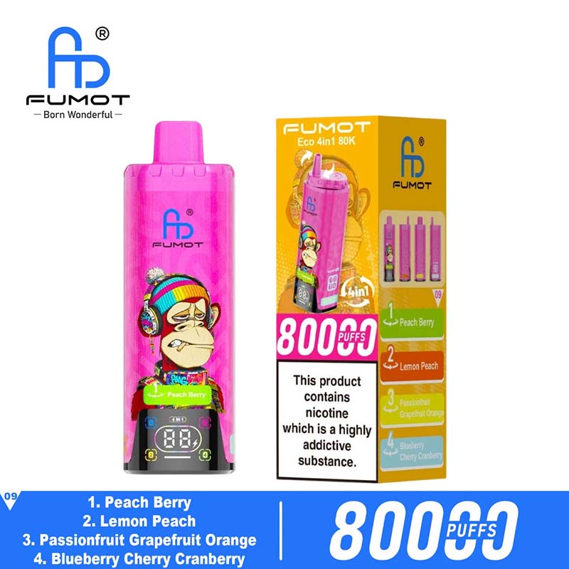 09 Peach Berry Fumot ECO 4in1 80K Puffs 4 Flavors Disposable Vape Wholesale