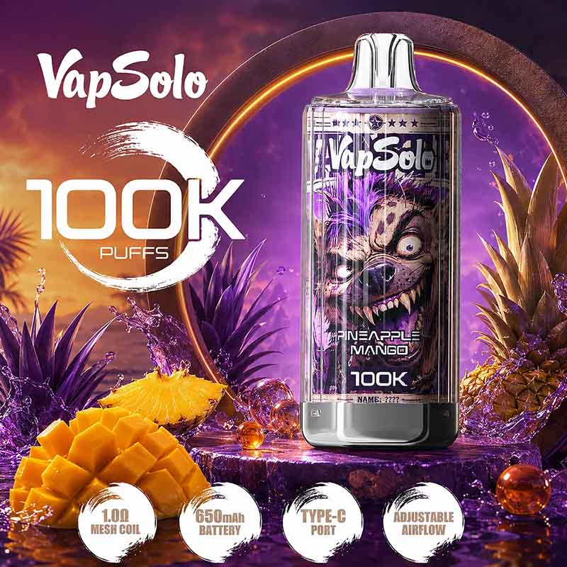 12 Pineapple Mango Vapsolo 100K Puffs Disposable Vape Wholesale EU Warehouse