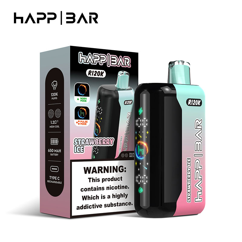 12 Strawberry Ice Happ Bar R120K 120000 Puffs Disposable Vape Wholesale