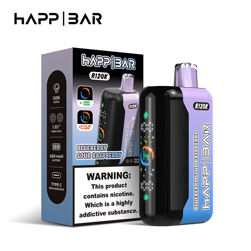 13 Blueberry Sour Raspberry Happ Bar R120K 120000 Puffs Disposable Vape Wholesale