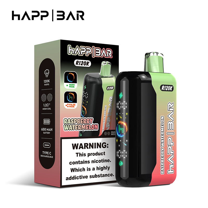 15 Raspberry Watermelon Happ Bar R120K 120000 Puffs Disposable Vape Wholesale